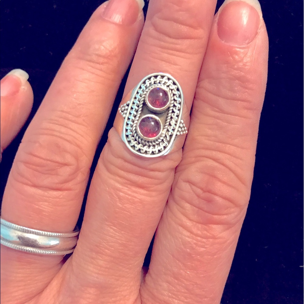 Cute And Dainty Sterling Silver w/Amethyst Stones